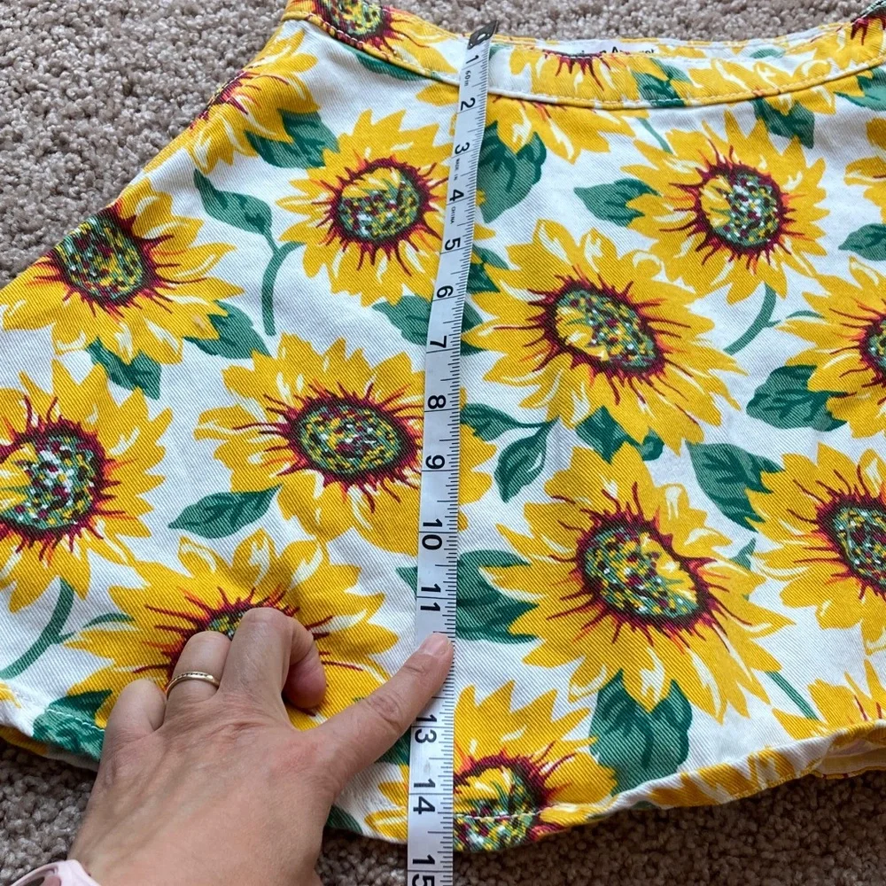 American Apparel Sunflower Print Jean Style Mini Skirt Size Small - Picture 9 of 9